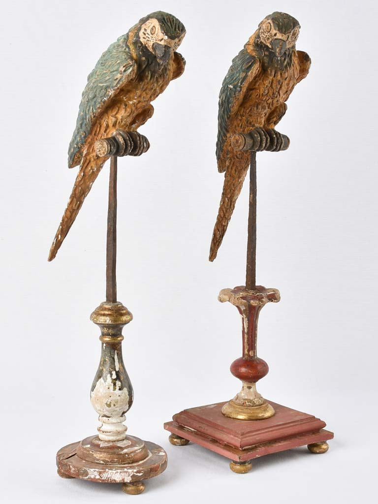 Two mounted parakeet sculptures 23¾"