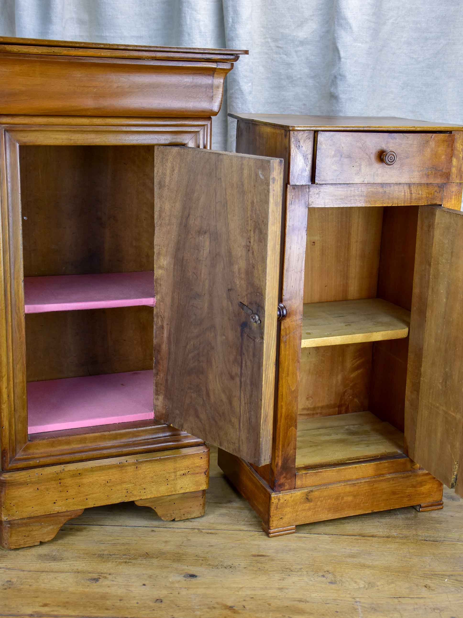 Two Louis Philippe walnut nightstands