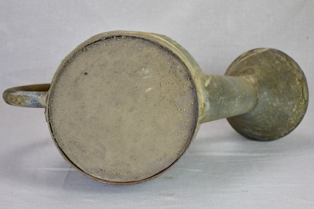 19th century French zinc watering can with large rose head