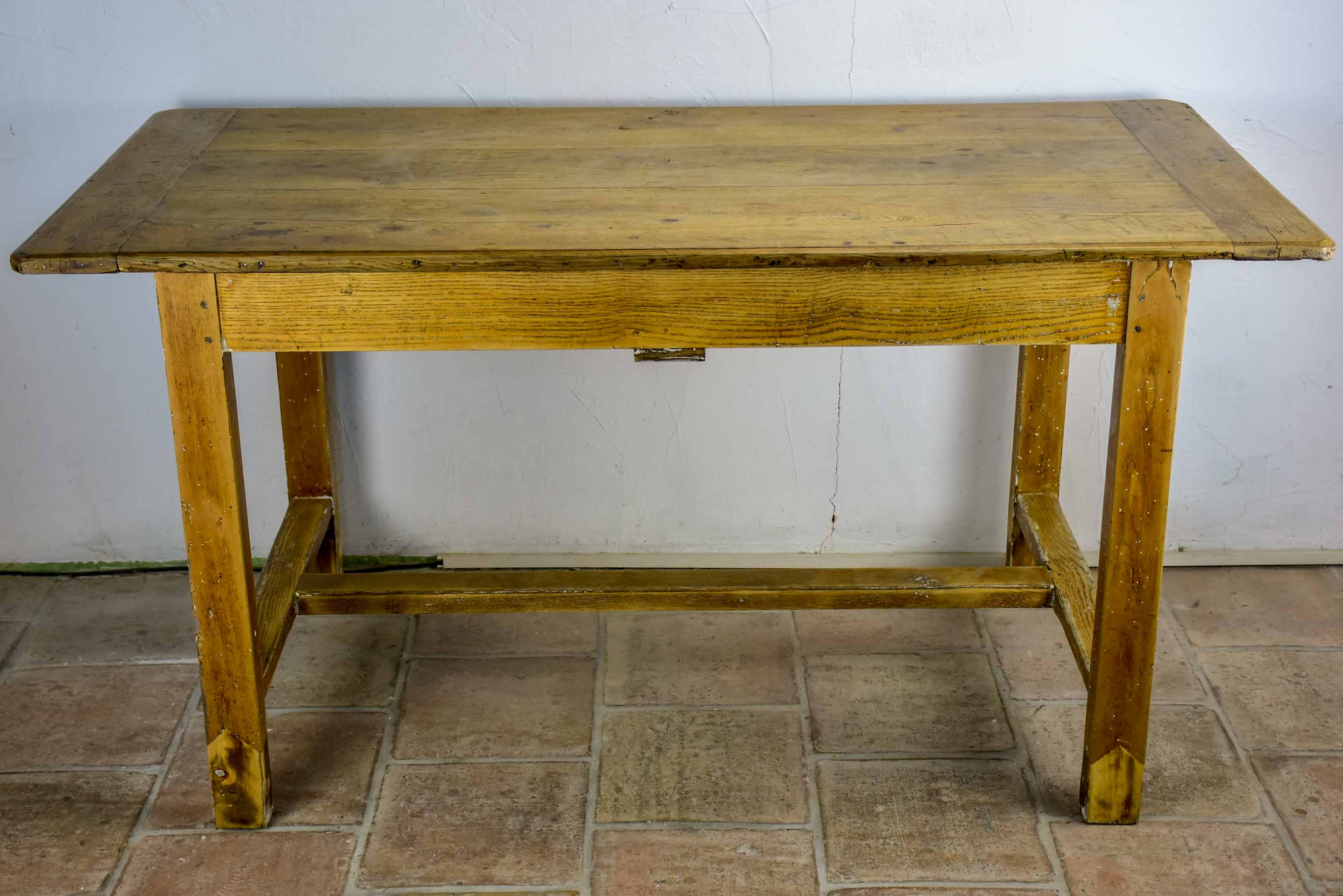 Antique French farm table with drawer