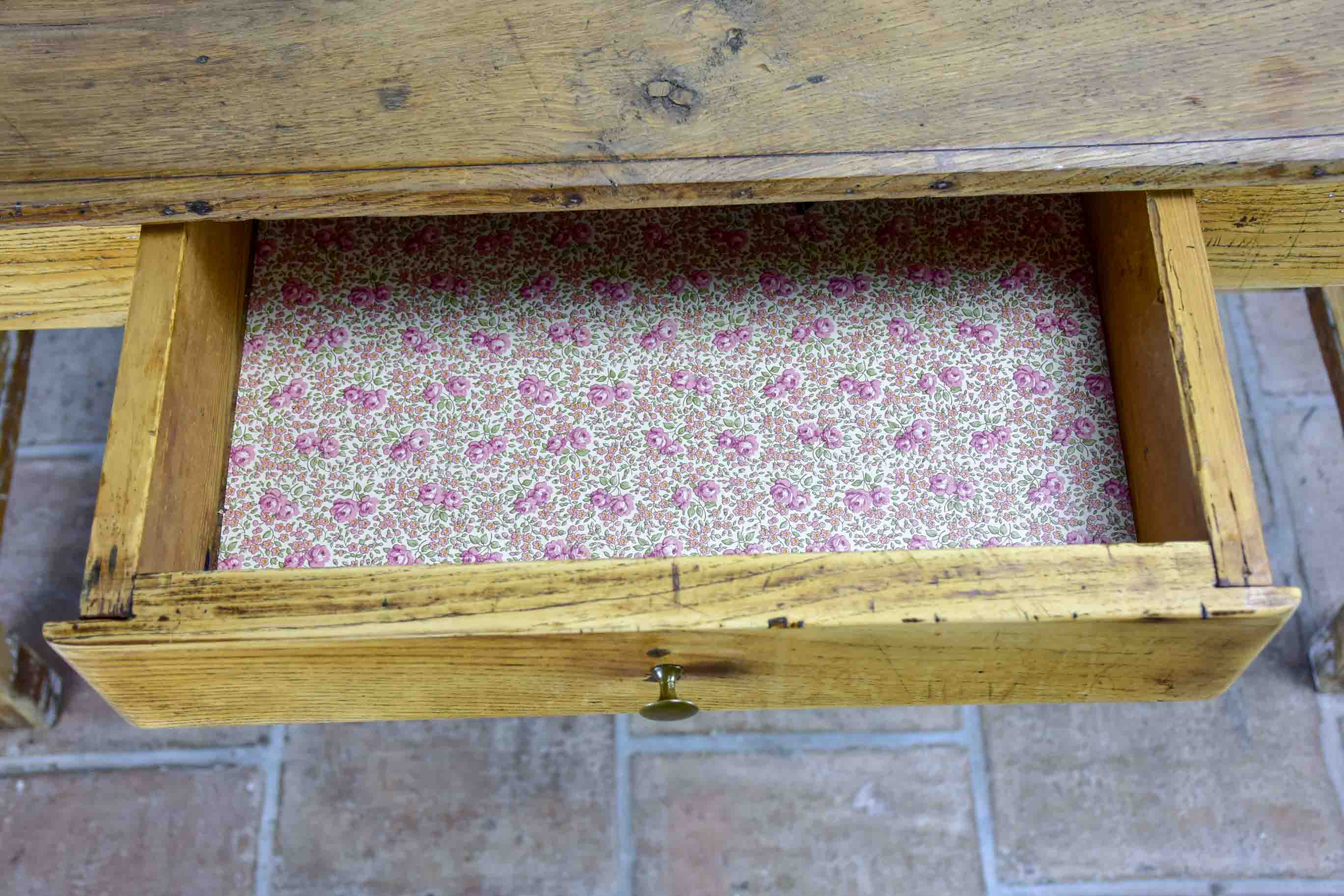 Antique French farm table with drawer