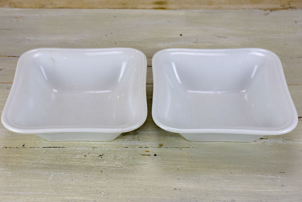 Pair of antique square white porcelain bowls