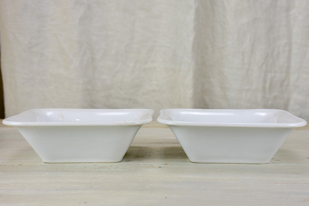 Pair of antique square white porcelain bowls