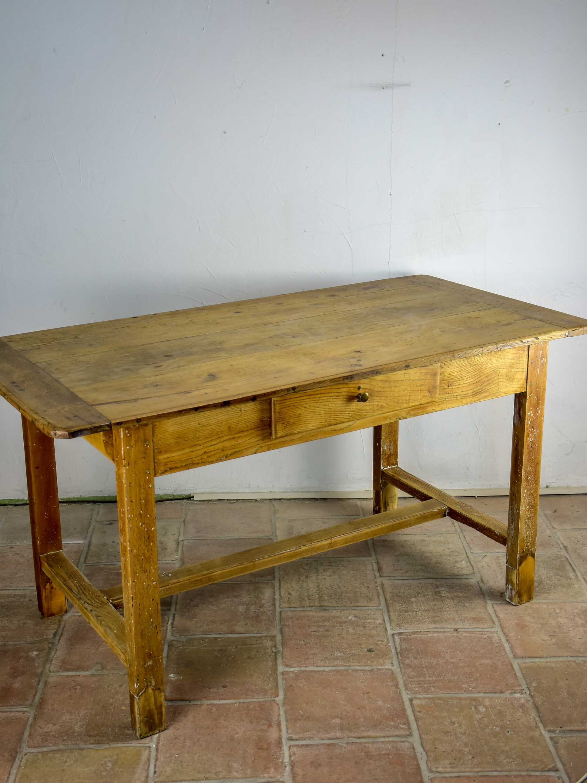 Antique French farm table with drawer