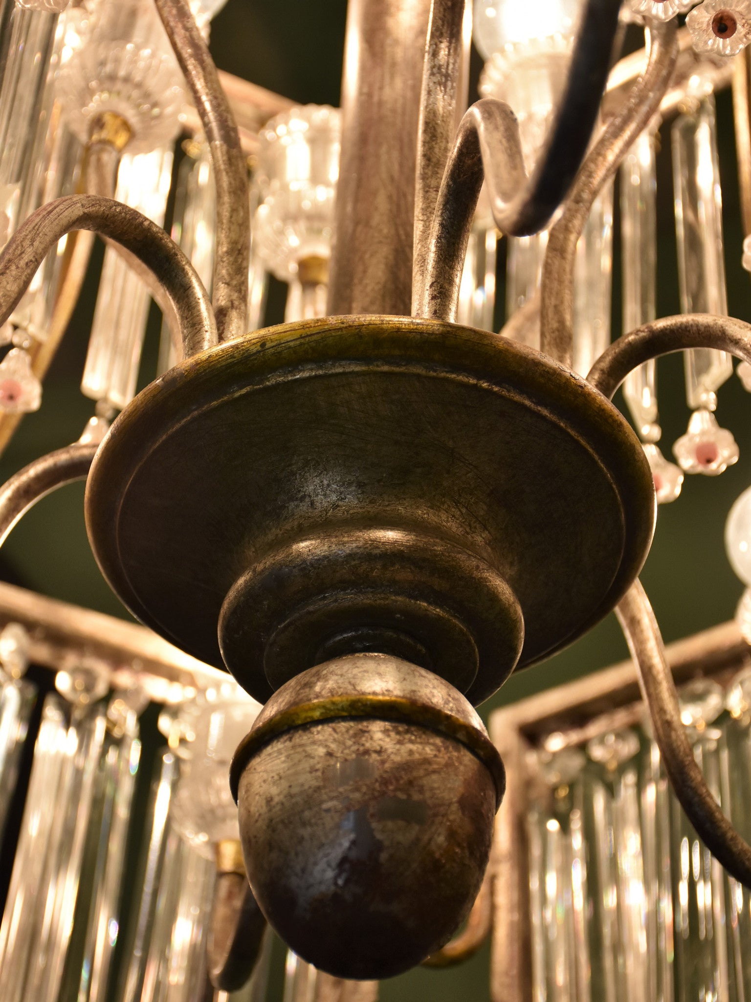 1950's chandelier with pink glass bells – two tier