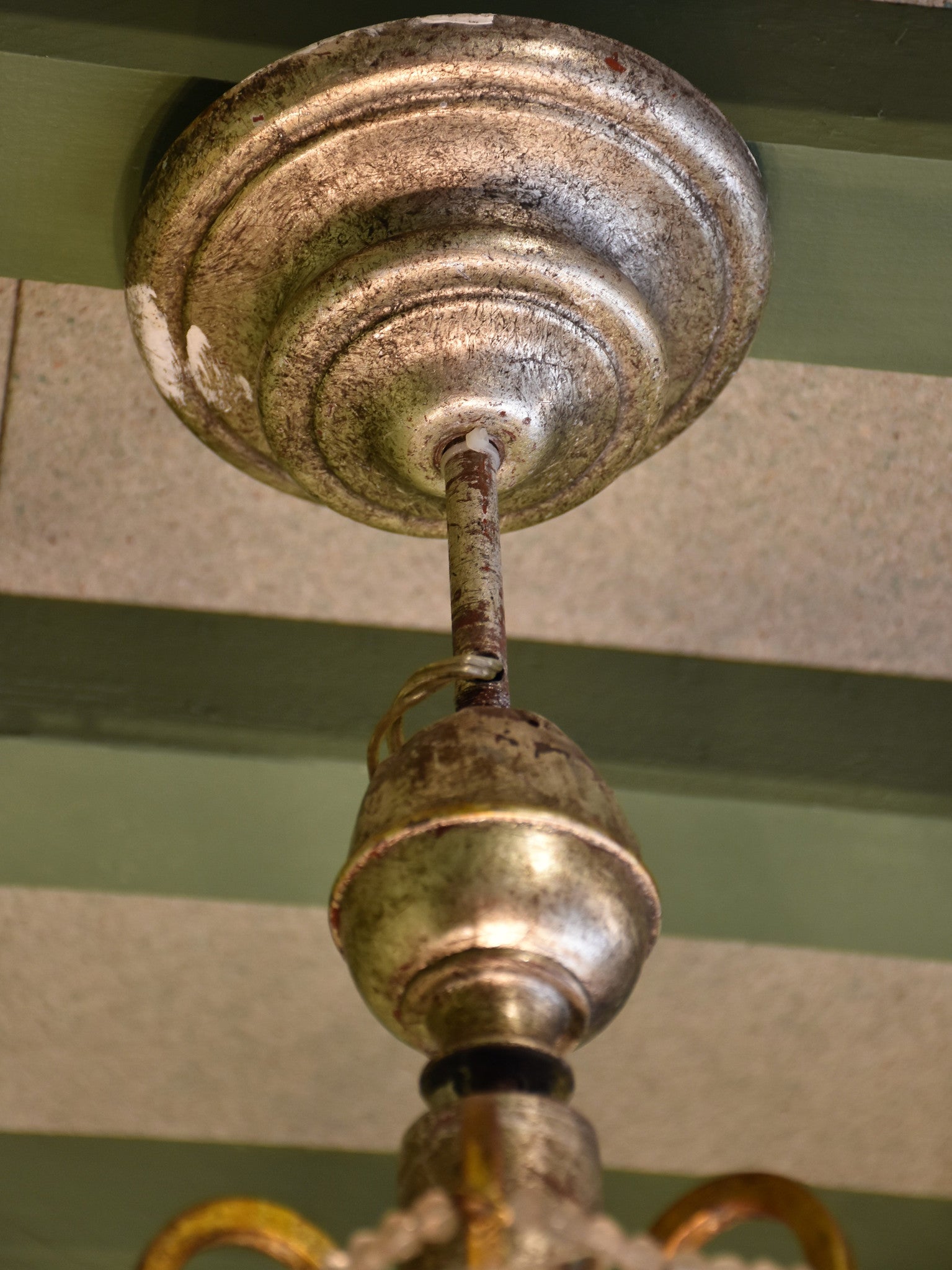 1950's chandelier with pink glass bells – two tier