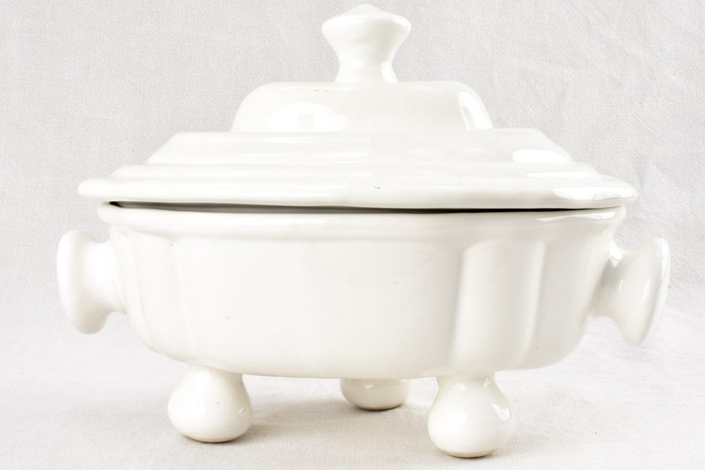 Unique White Glazed Earthenware Tureen