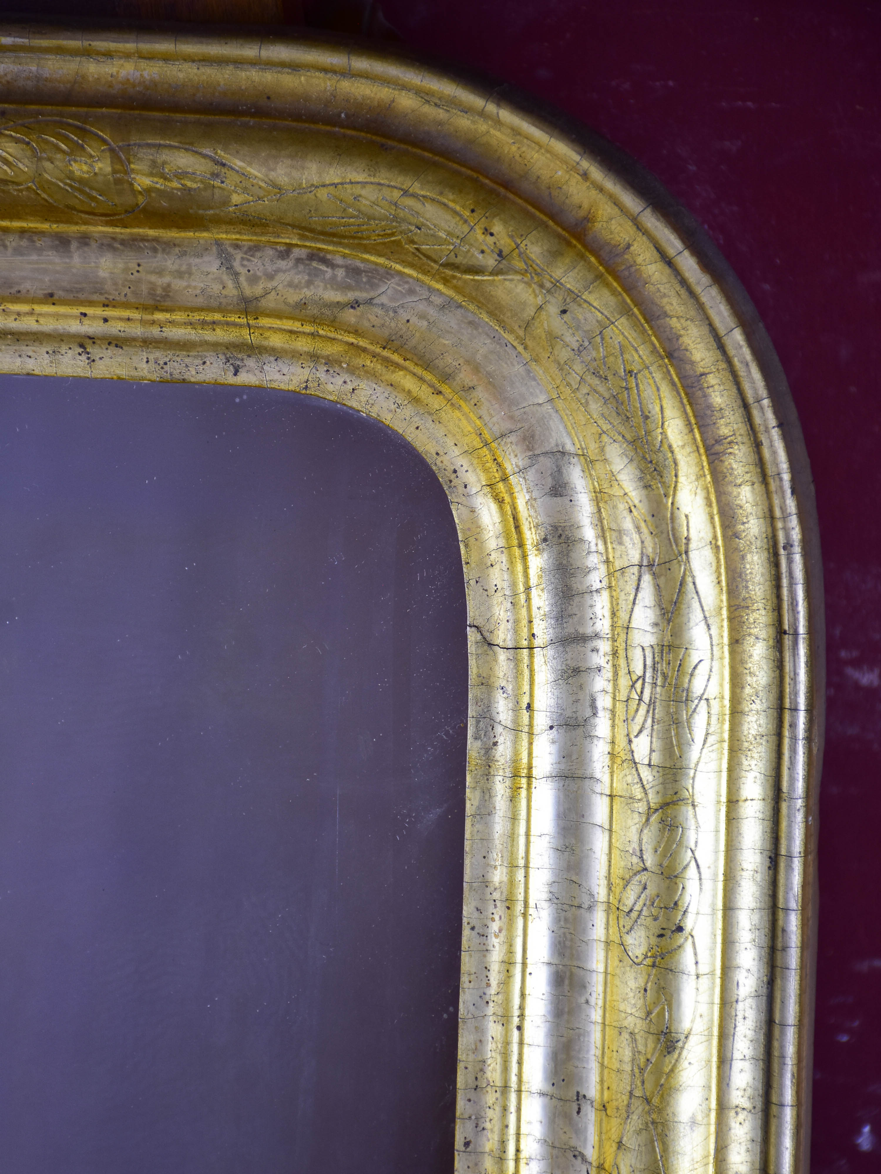 Antique French Louis Philippe mirror with gilded frame