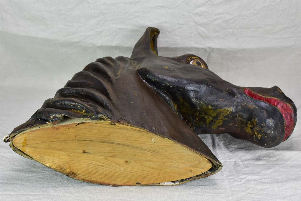 Life-size antique French paper mache horse head