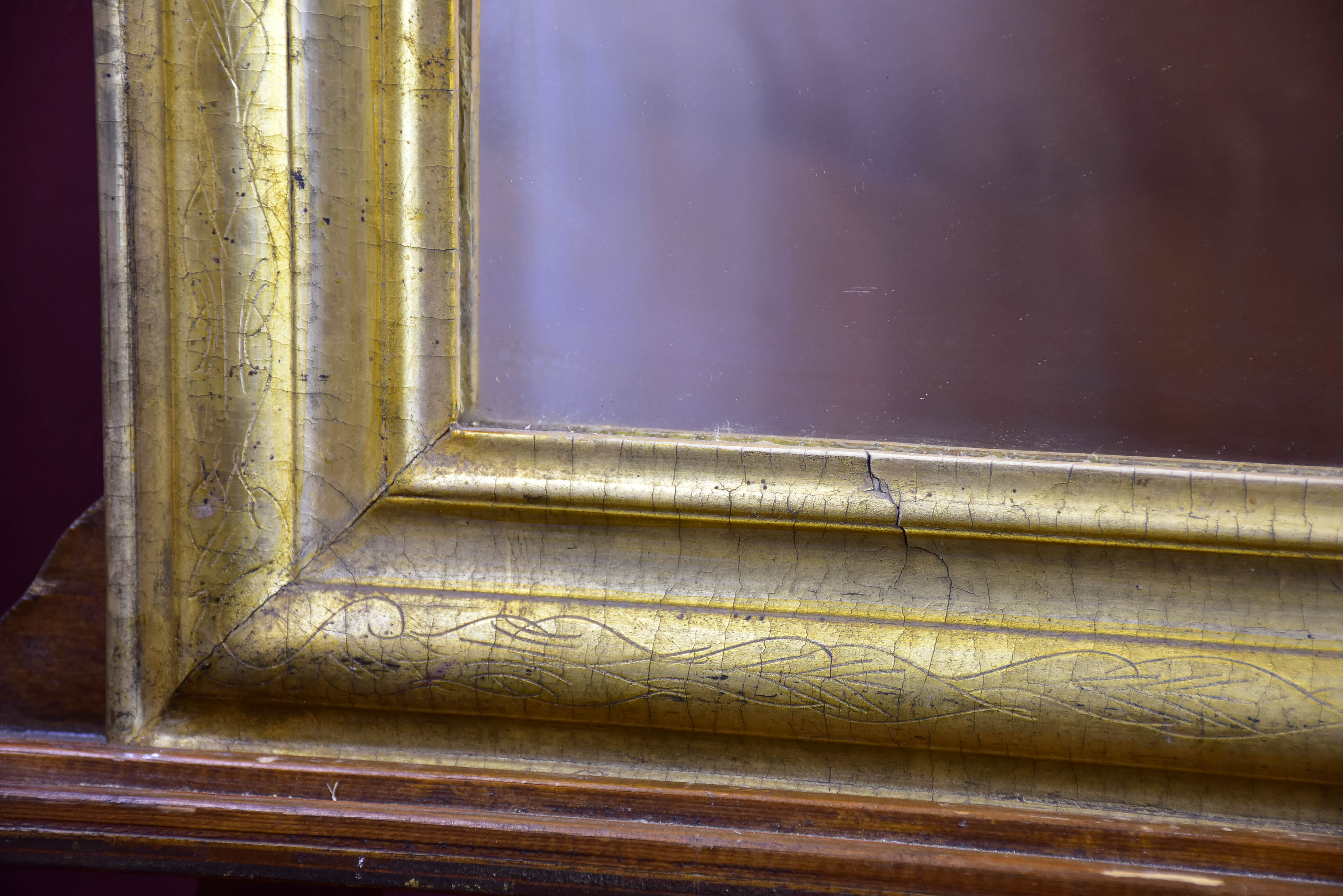 Antique French Louis Philippe mirror with gilded frame