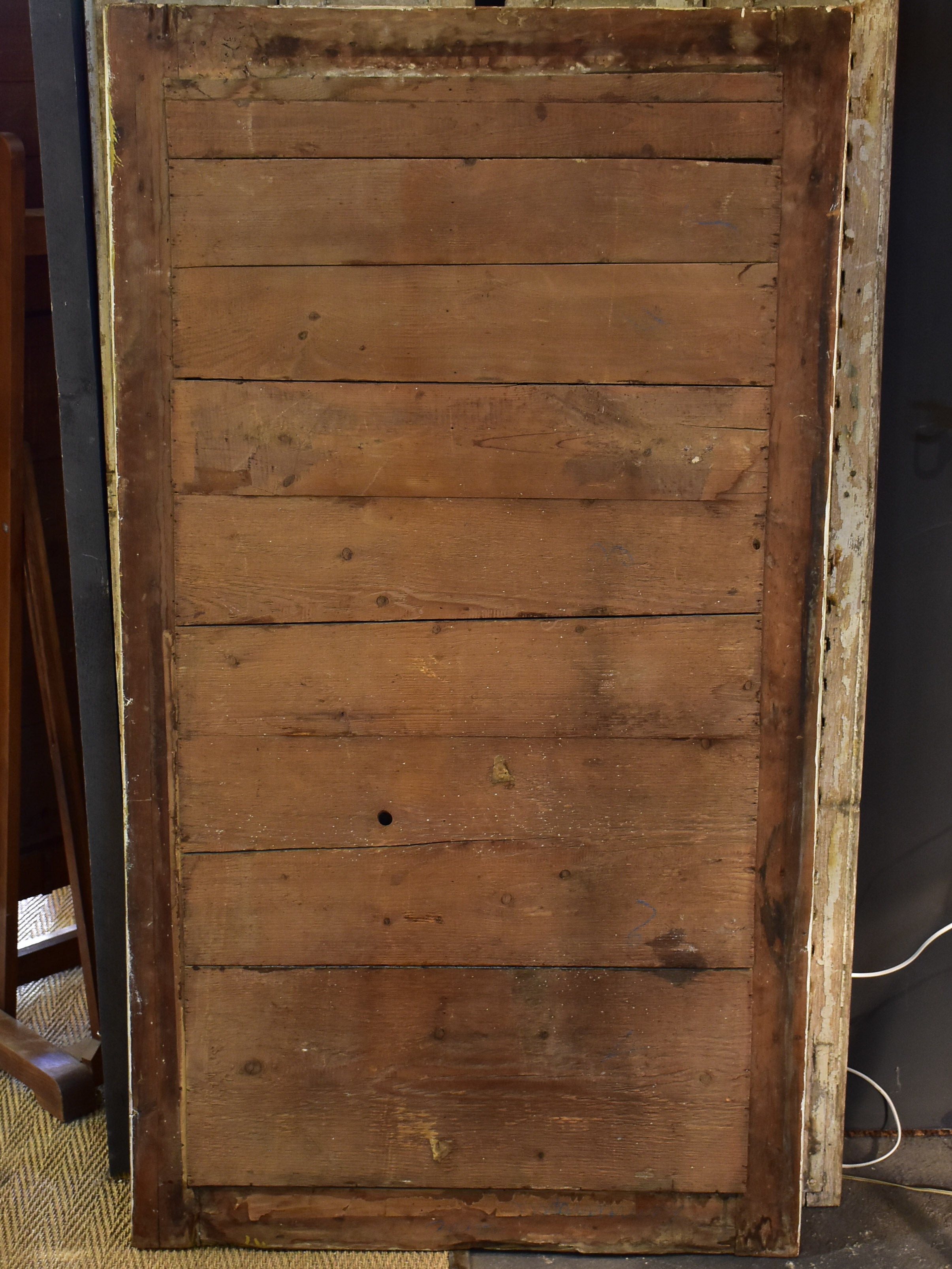 Large 19th century Louis XVI mirror with patinated frame