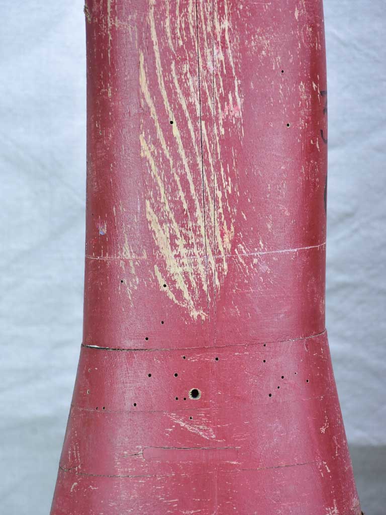 Large antique French wooden boot molds - red