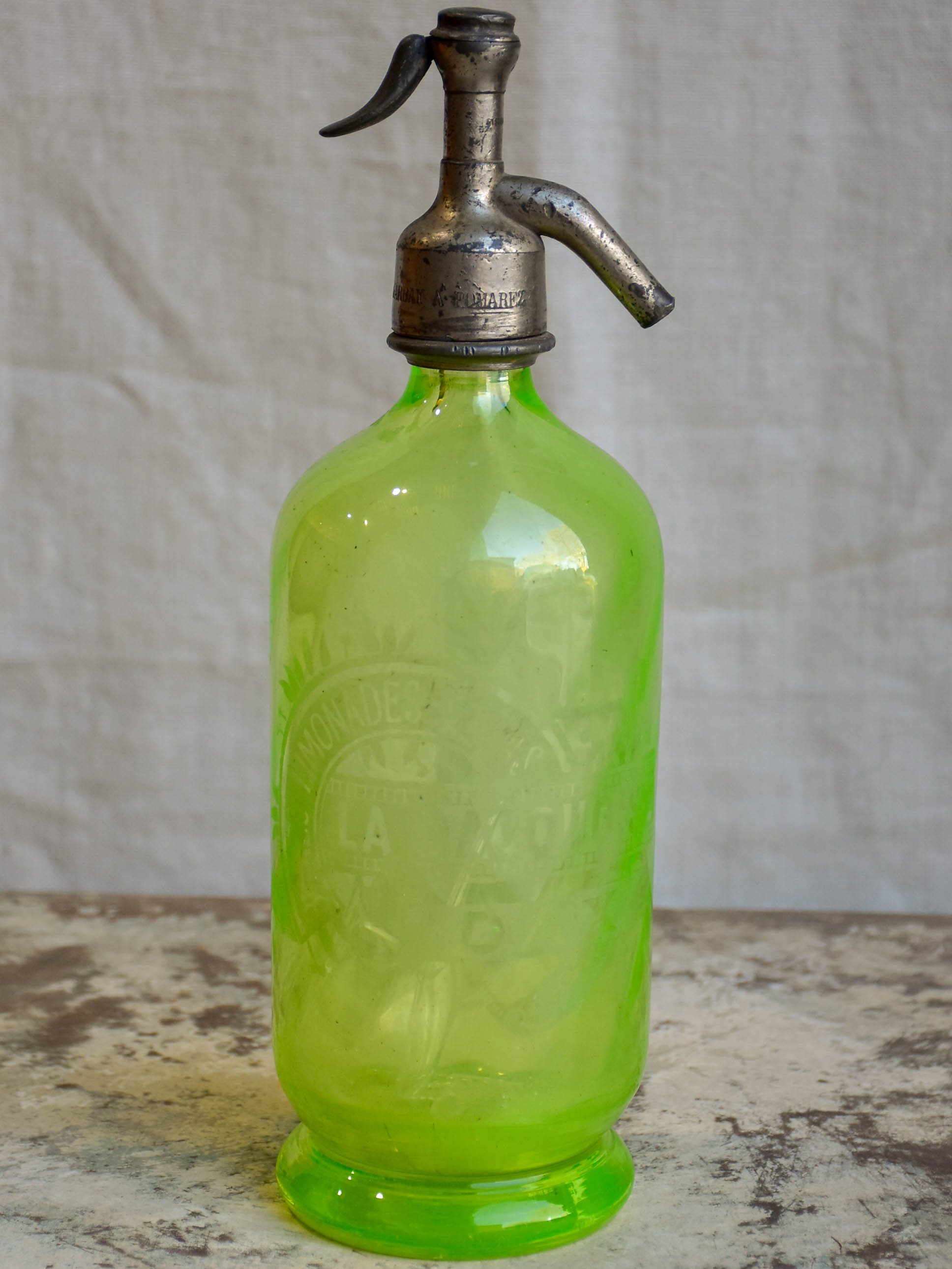 Antique French Seltzer bottle - green