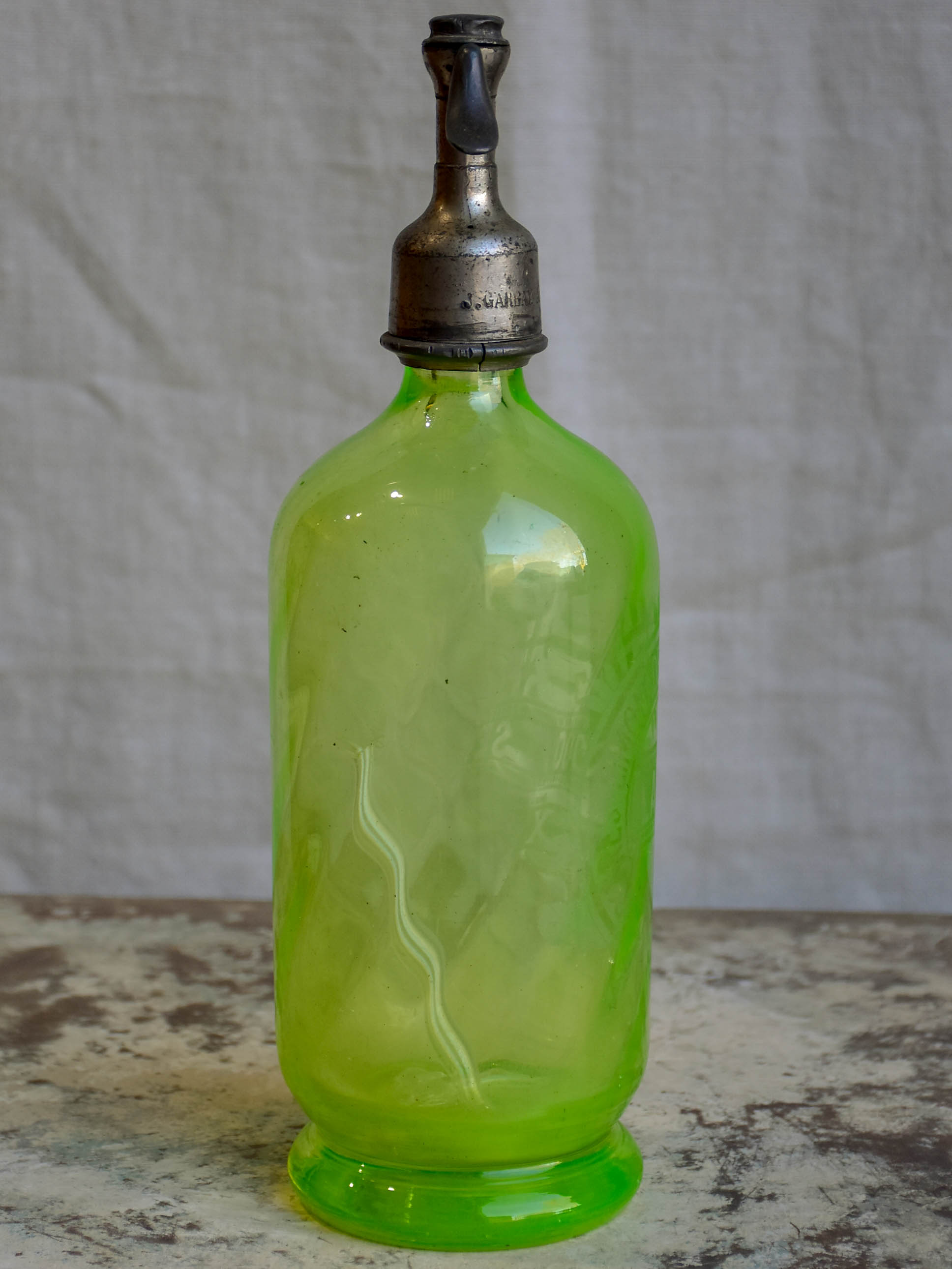 Antique French Seltzer bottle - green