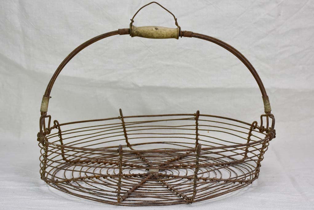 Large antique French wire harvest basket 19¼"