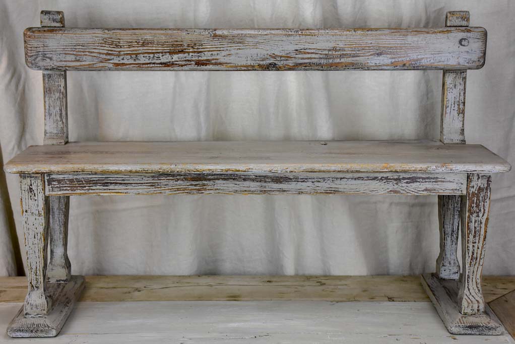 Antique French children's bench with grey patina