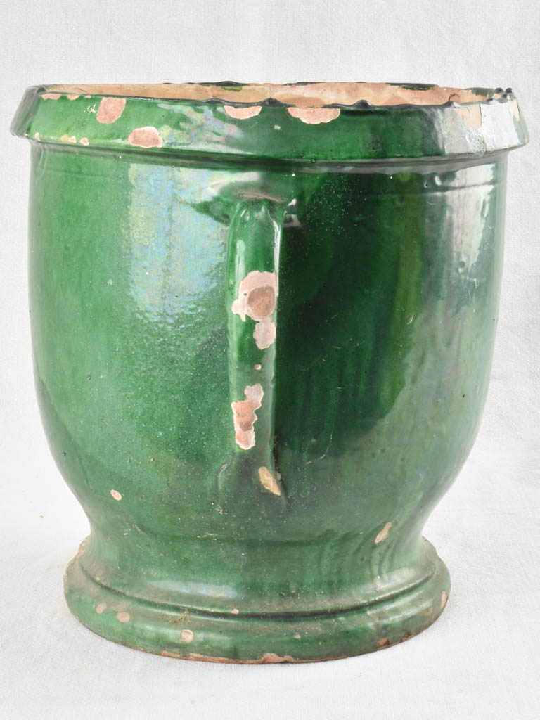 Antique Castelnaudary citrus planter with green & yellow glaze 13¾"