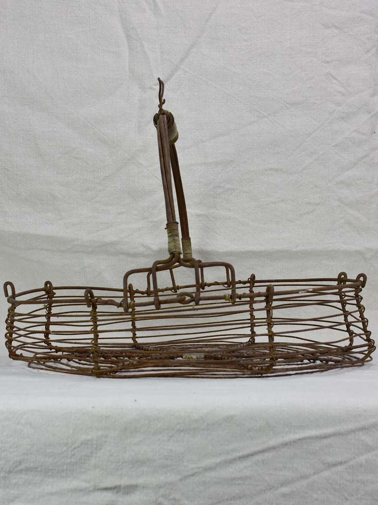 Large antique French wire harvest basket 19¼"