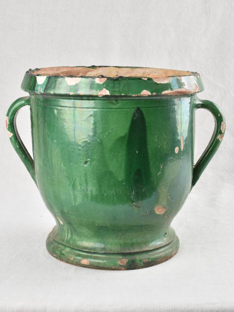 Antique Castelnaudary citrus planter with green & yellow glaze 13¾"