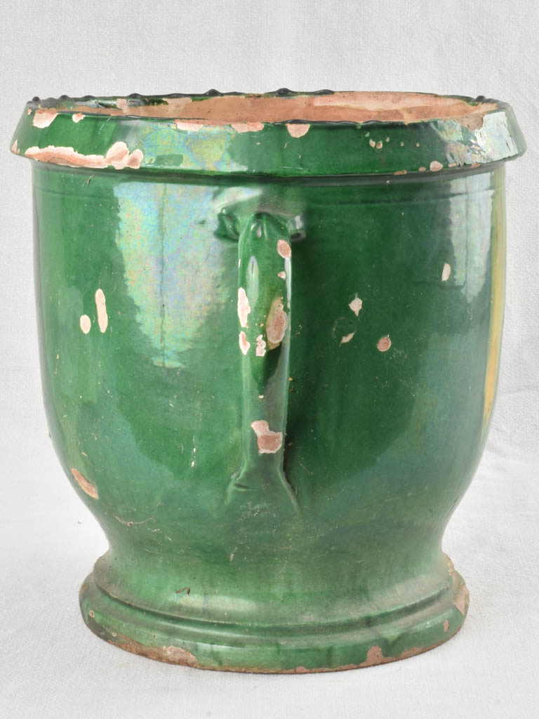 Antique Castelnaudary citrus planter with green & yellow glaze 13¾"