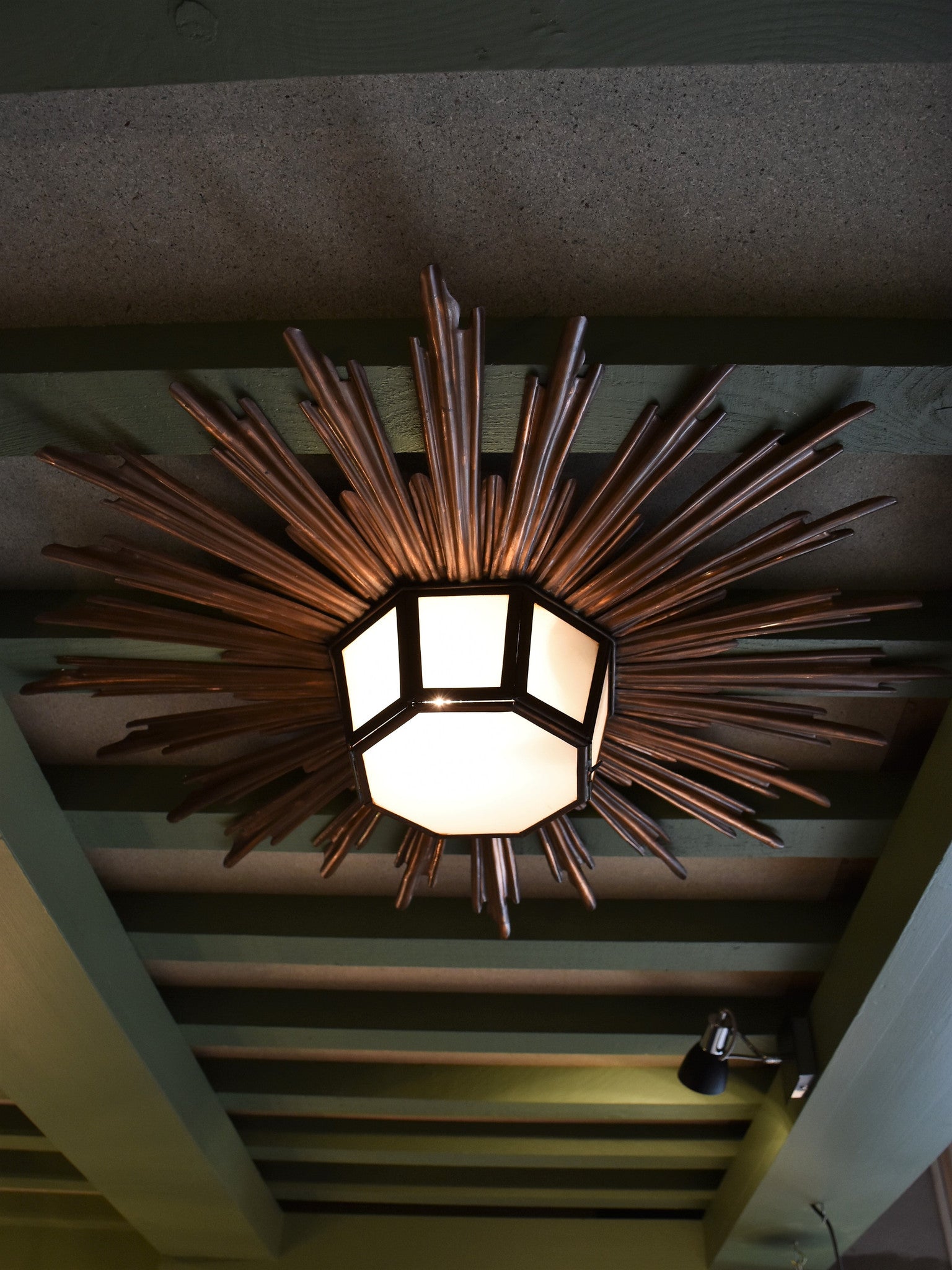 Sunburst ceiling light, mid-century