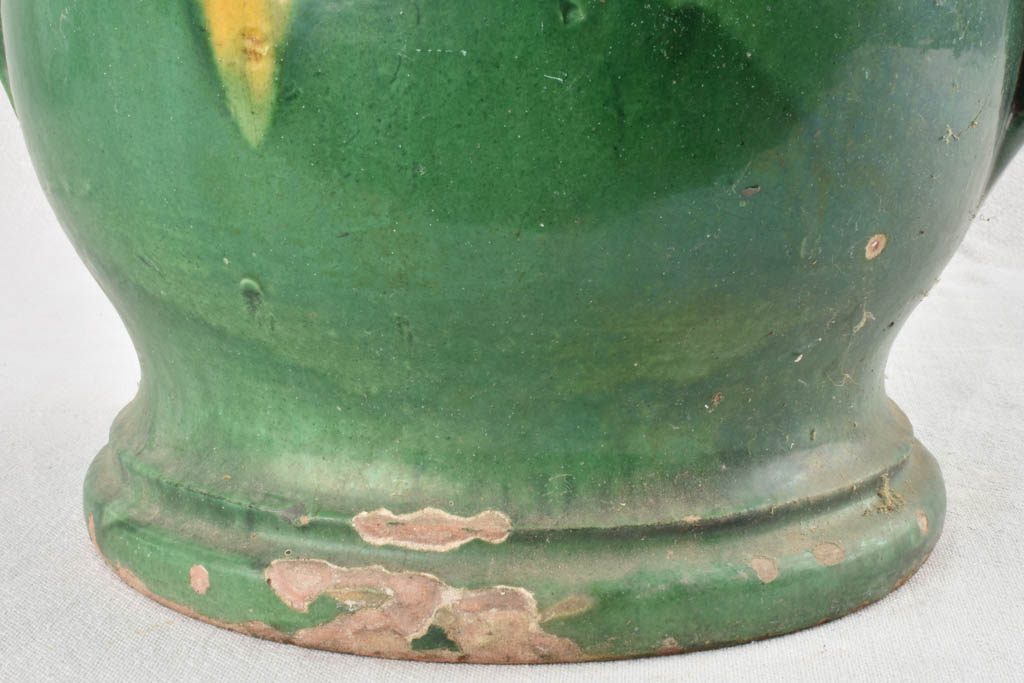 Antique Castelnaudary citrus planter with green & yellow glaze 13¾"