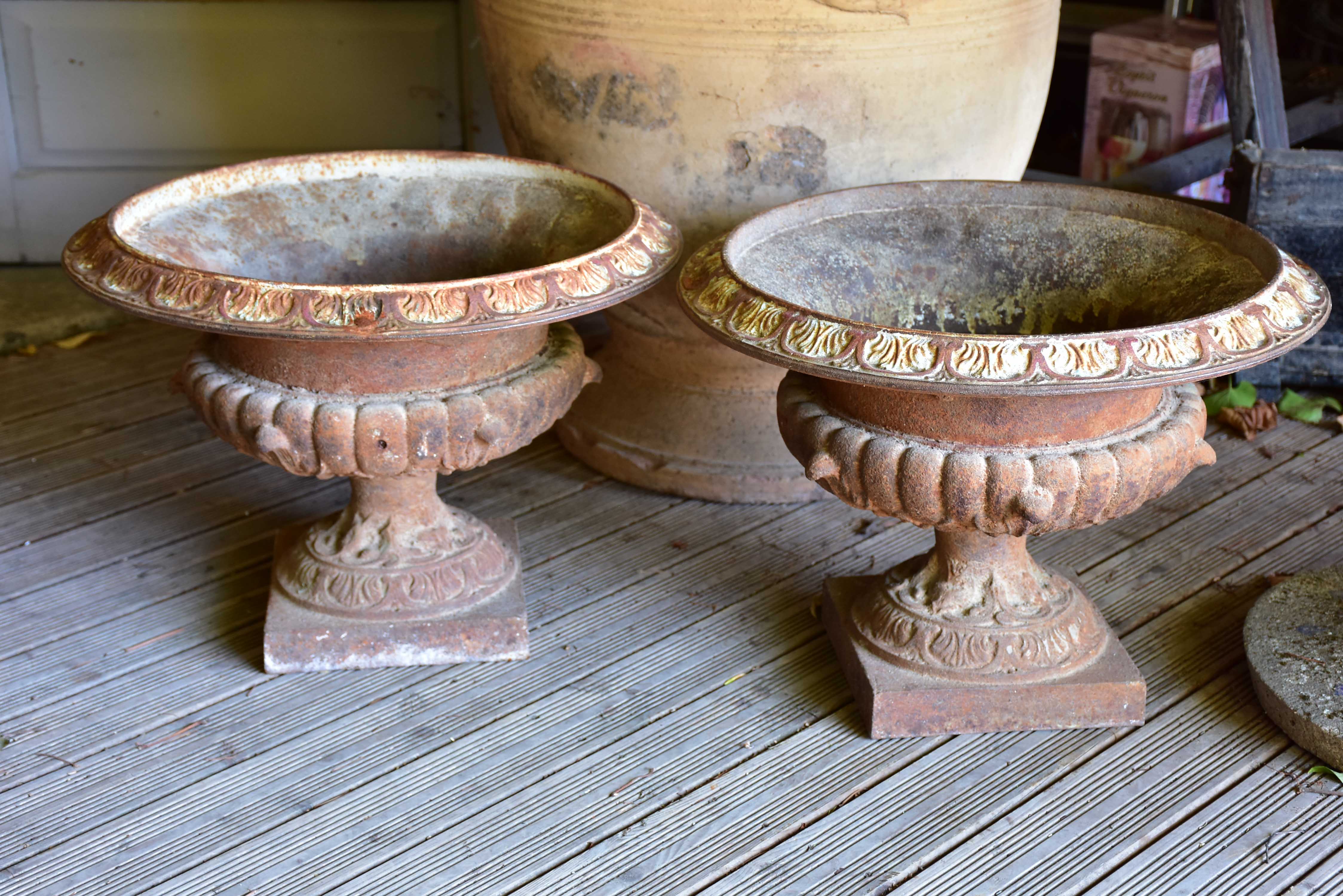 Pair of 19th century French garden urns – cast iron