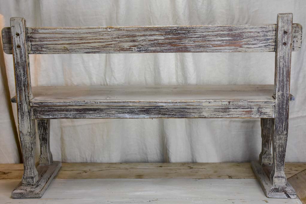 Antique French children's bench with grey patina