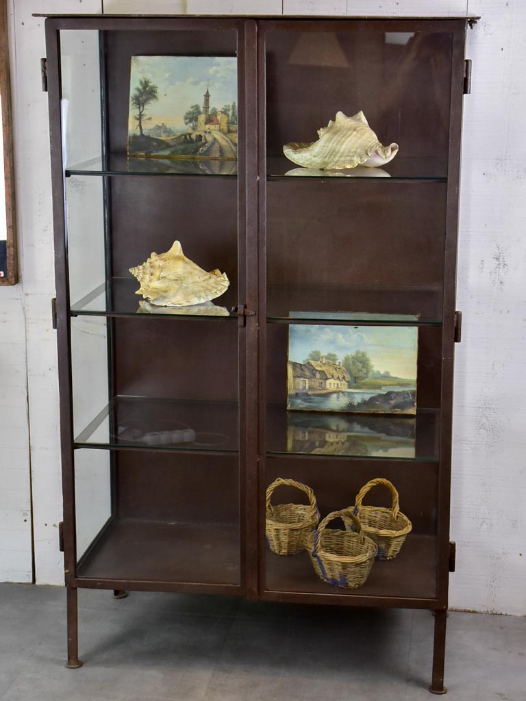 Vintage industrial glass book case / shelving vitrine