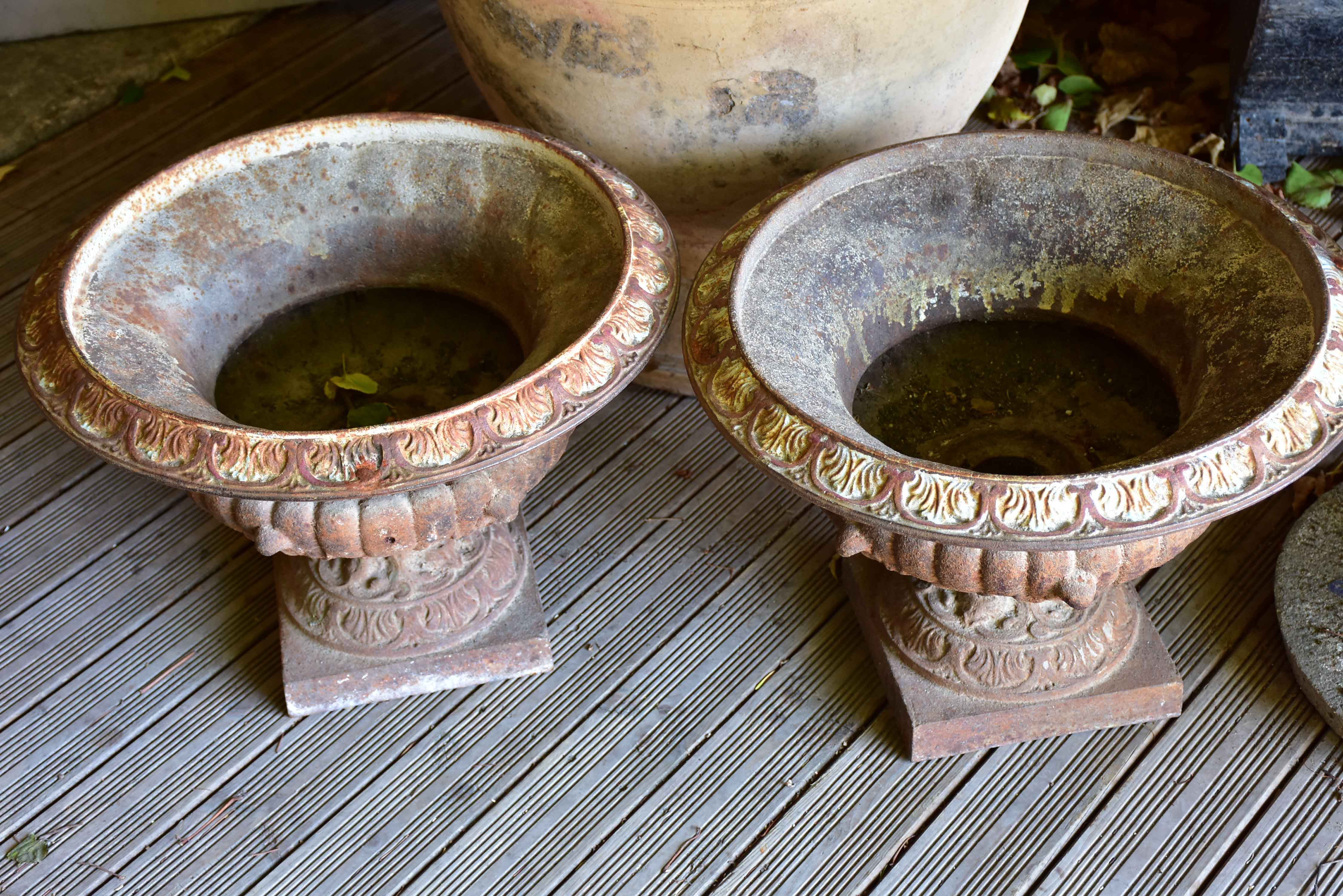 Pair of 19th century French garden urns – cast iron