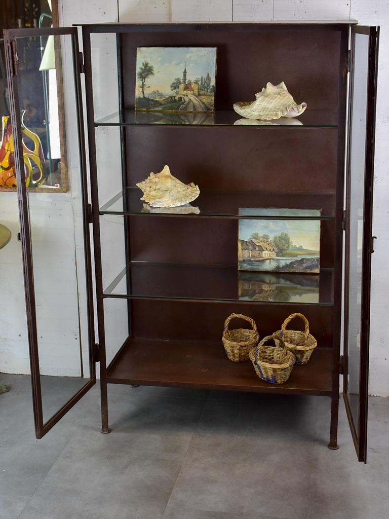 Vintage industrial glass book case / shelving vitrine