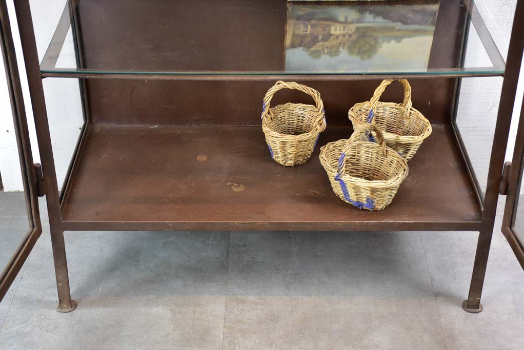 Vintage industrial glass book case / shelving vitrine