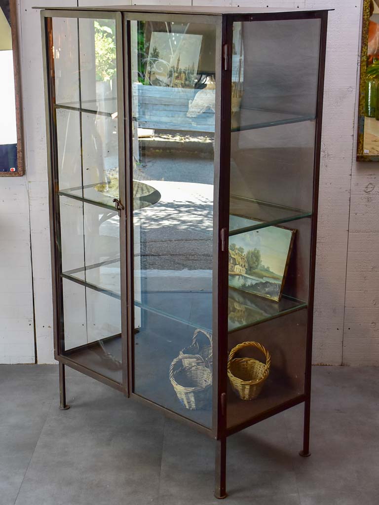 Vintage industrial glass book case / shelving vitrine