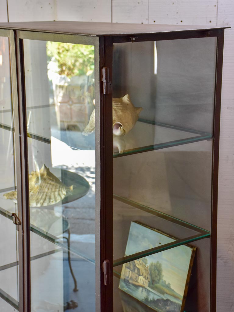 Vintage industrial glass book case / shelving vitrine