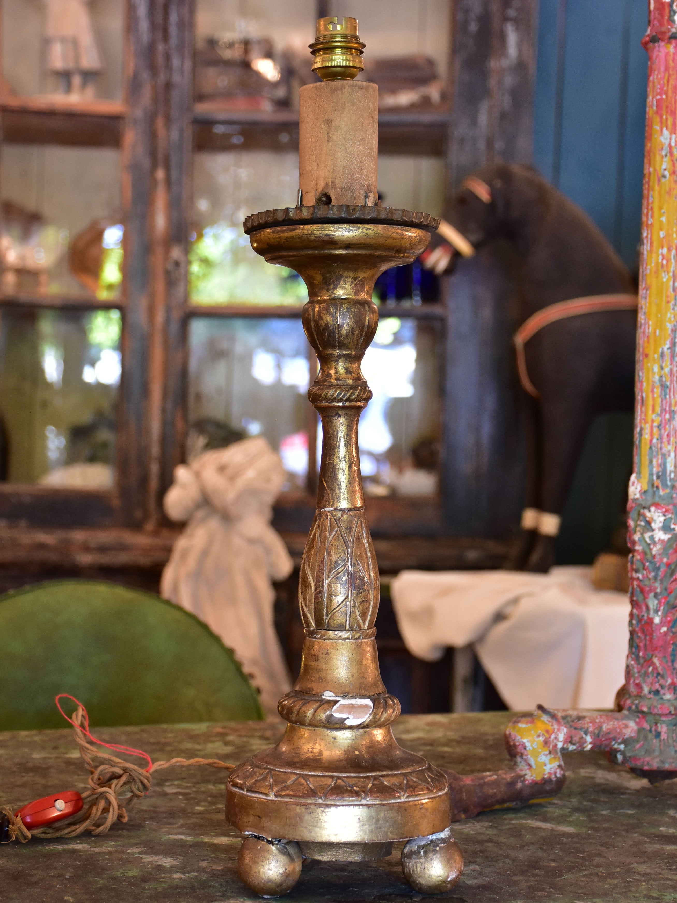 19th century French candlestick lamp base