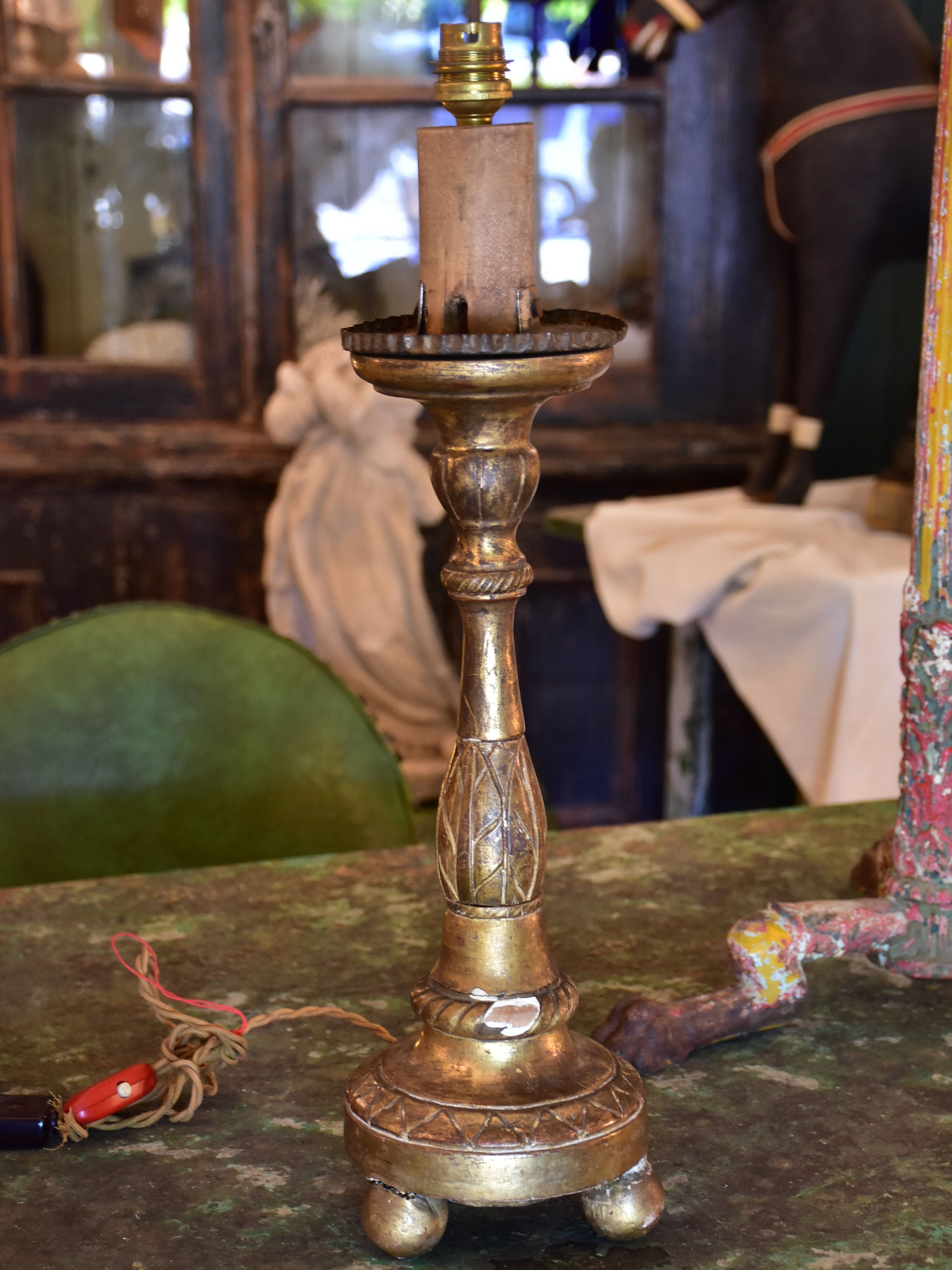 19th century French candlestick lamp base