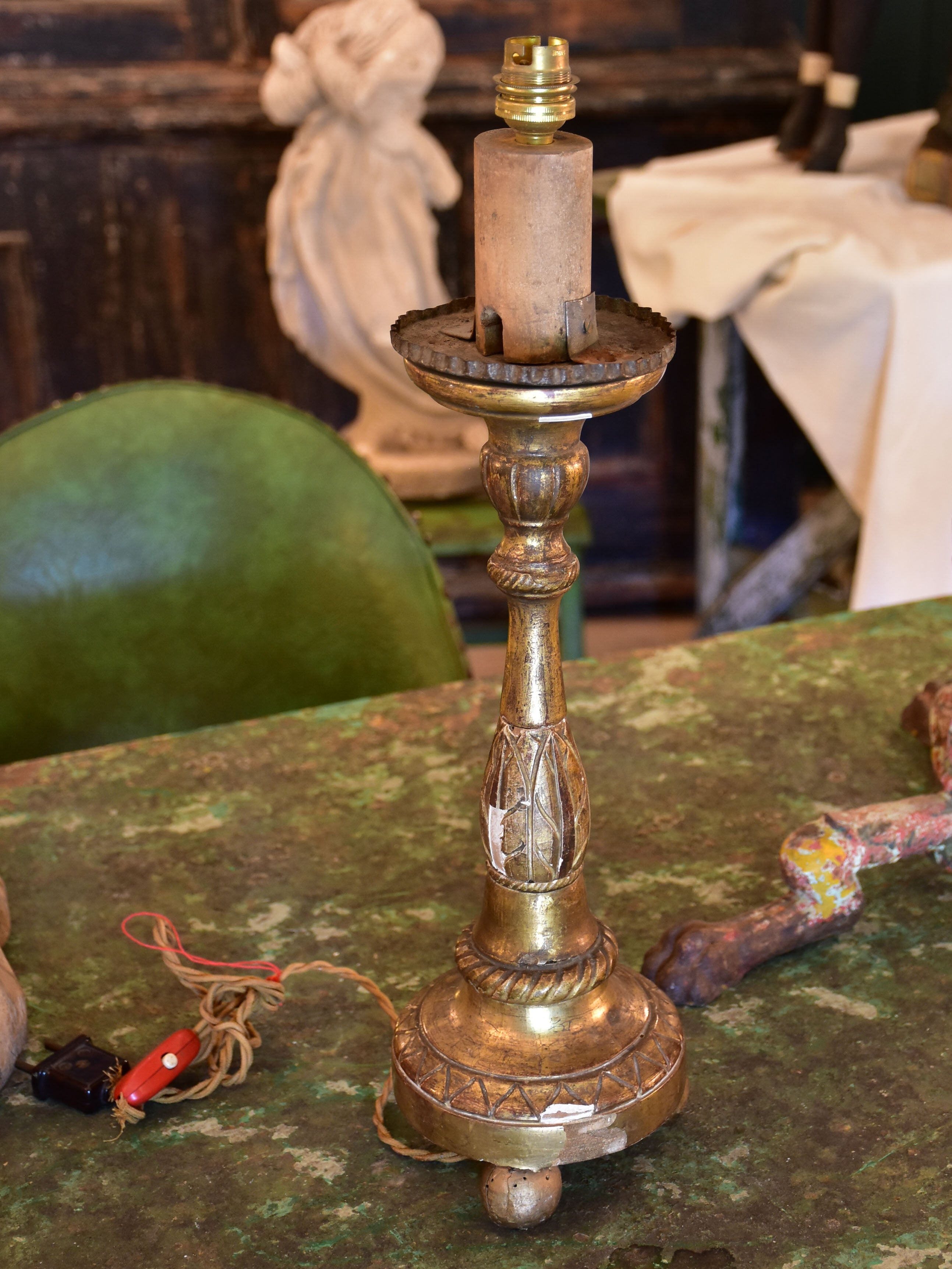 19th century French candlestick lamp base