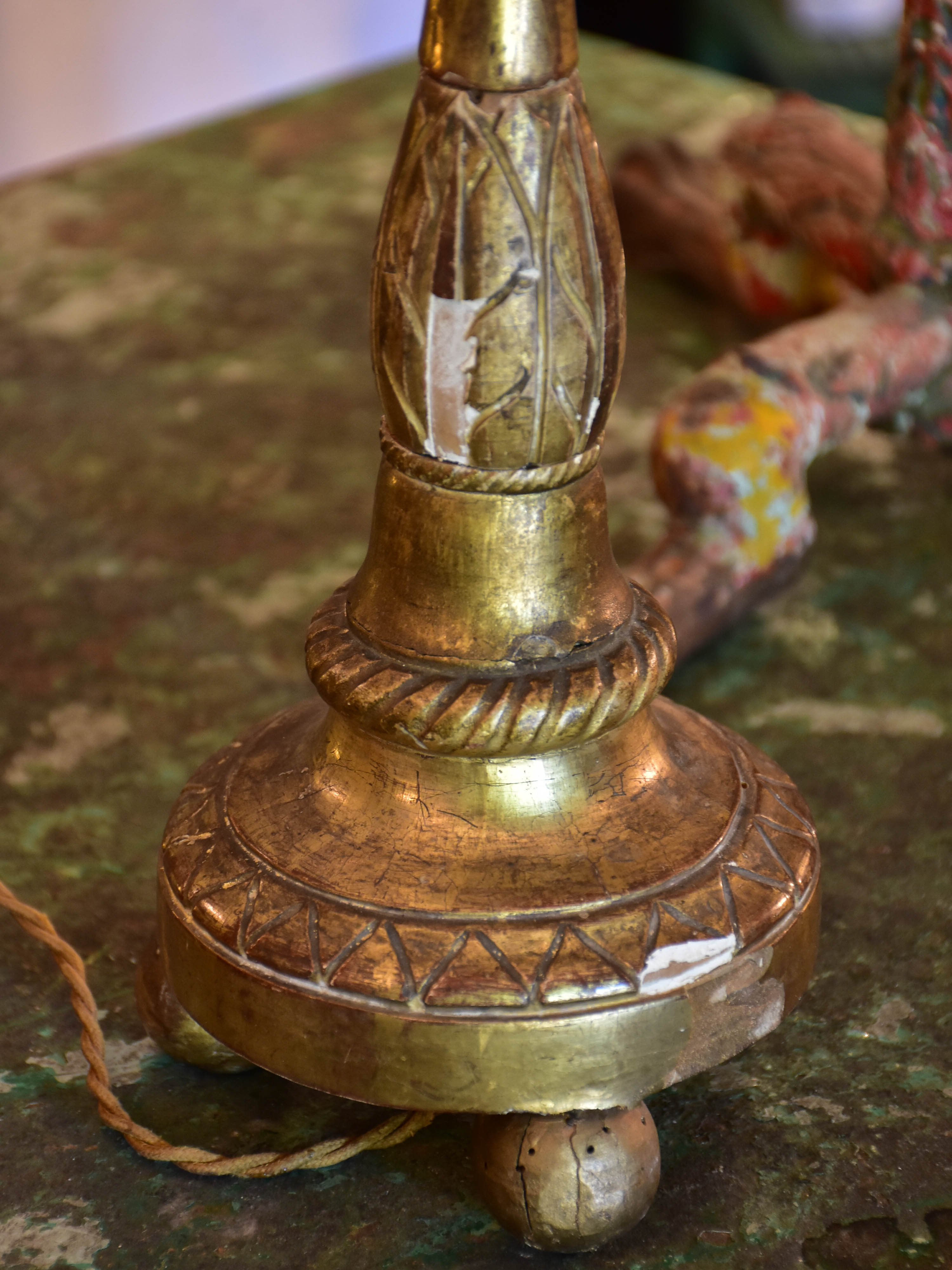 19th century French candlestick lamp base