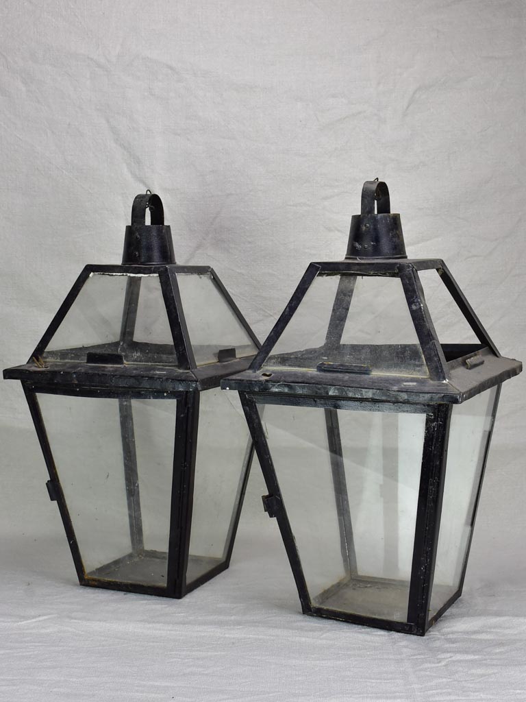 Pair of large antique French lanterns 21¼"