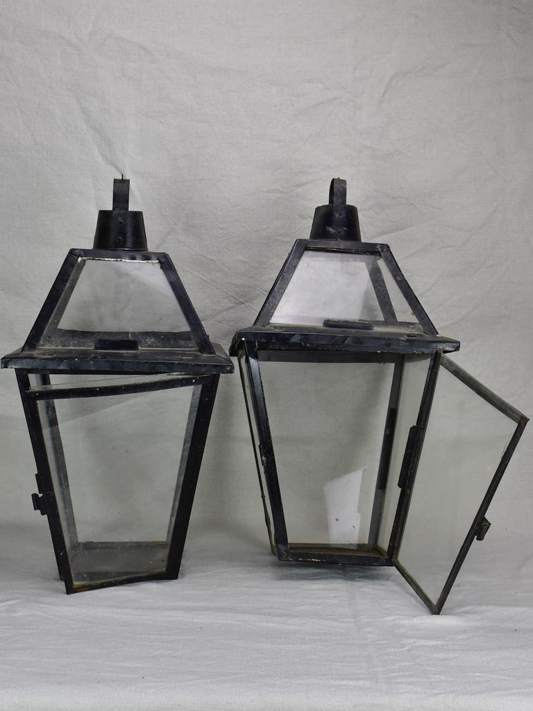 Pair of large antique French lanterns 21¼"