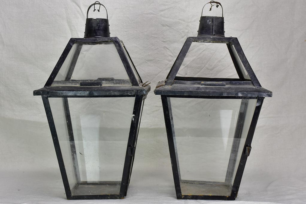 Pair of large antique French lanterns 21¼"