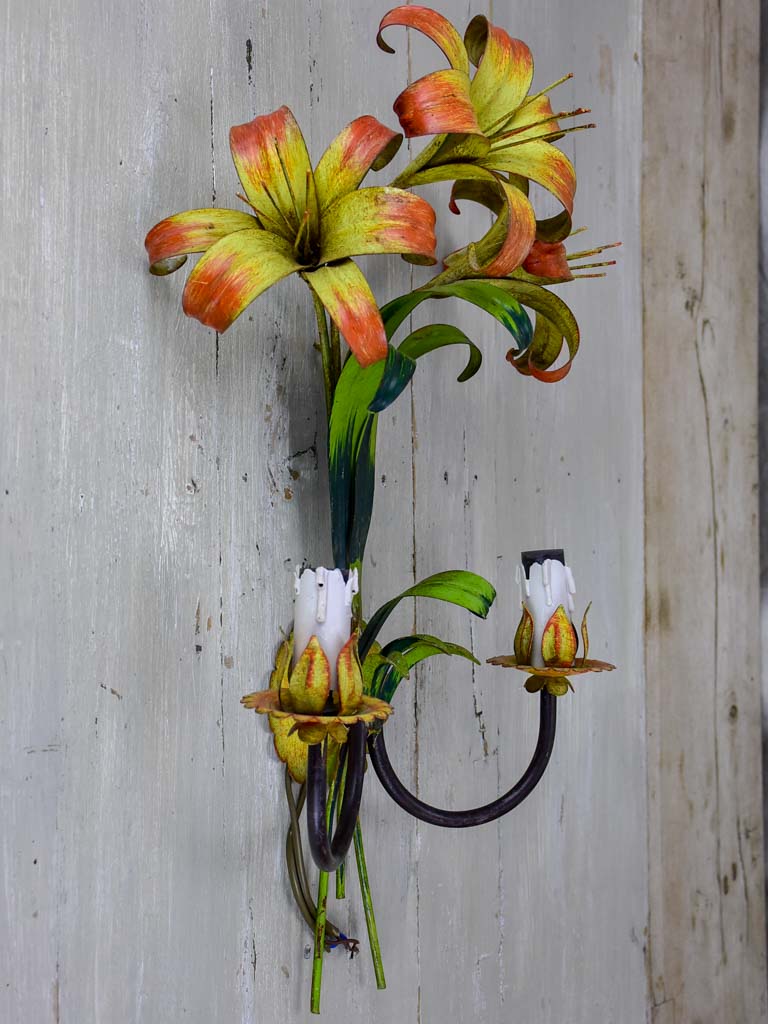 Three mid century lily wall appliques