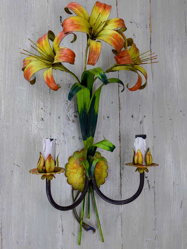 Three mid century lily wall appliques