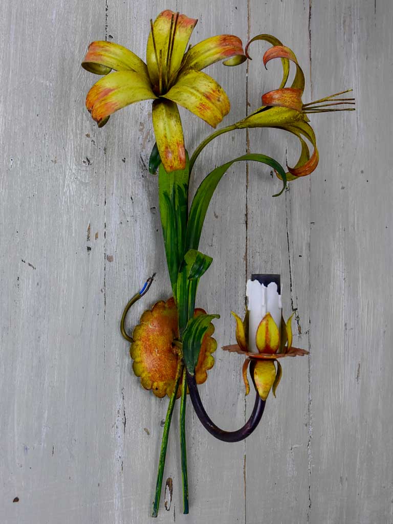 Three mid century lily wall appliques