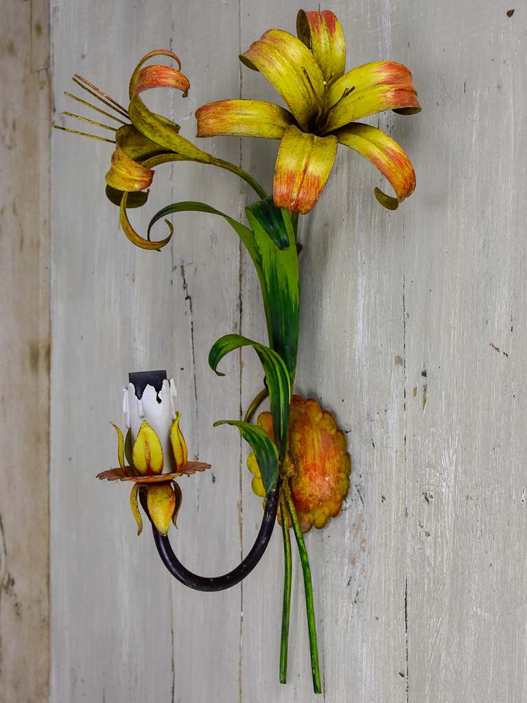 Three mid century lily wall appliques