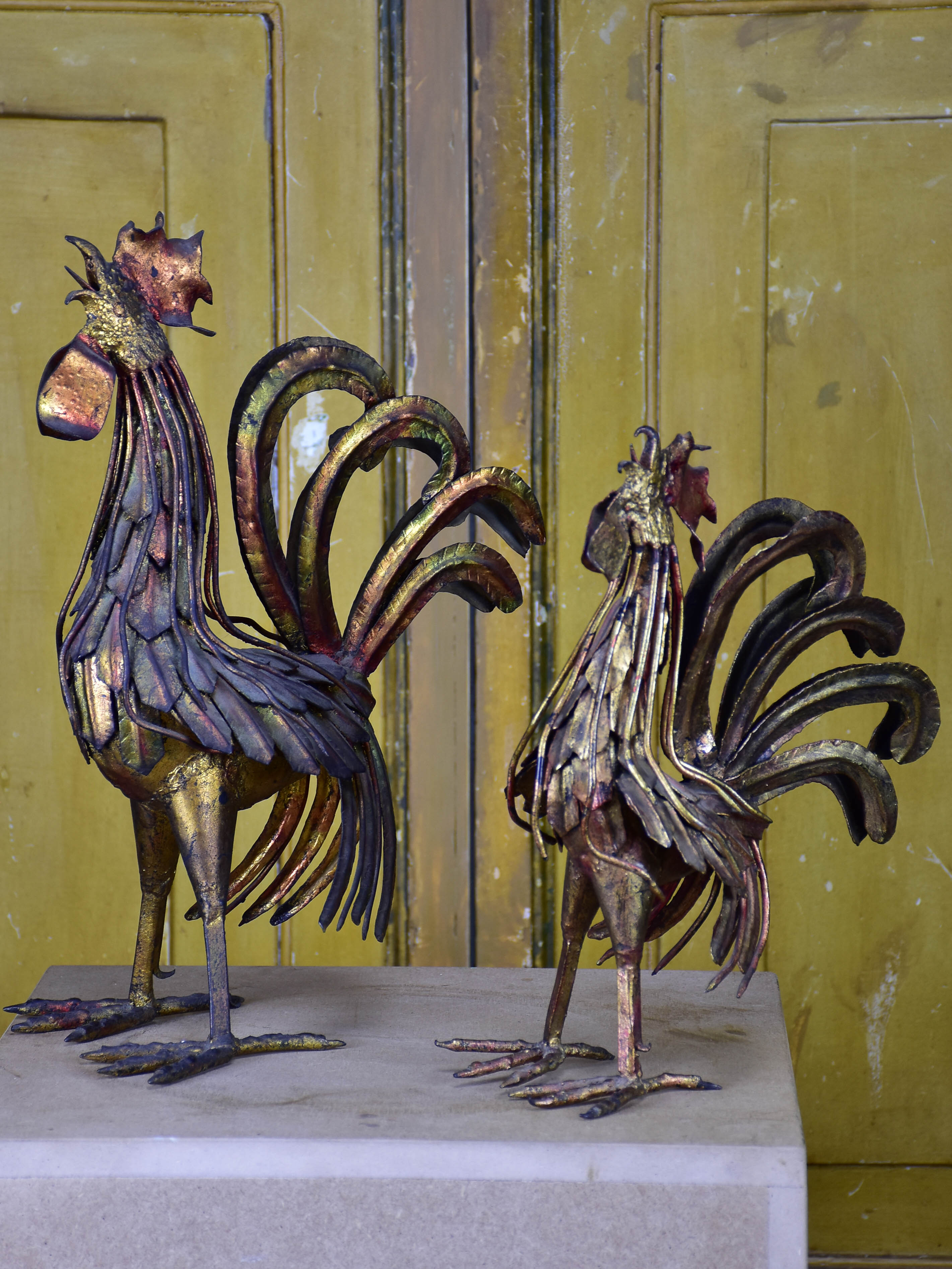 Two artisan-made French roosters - 1960's