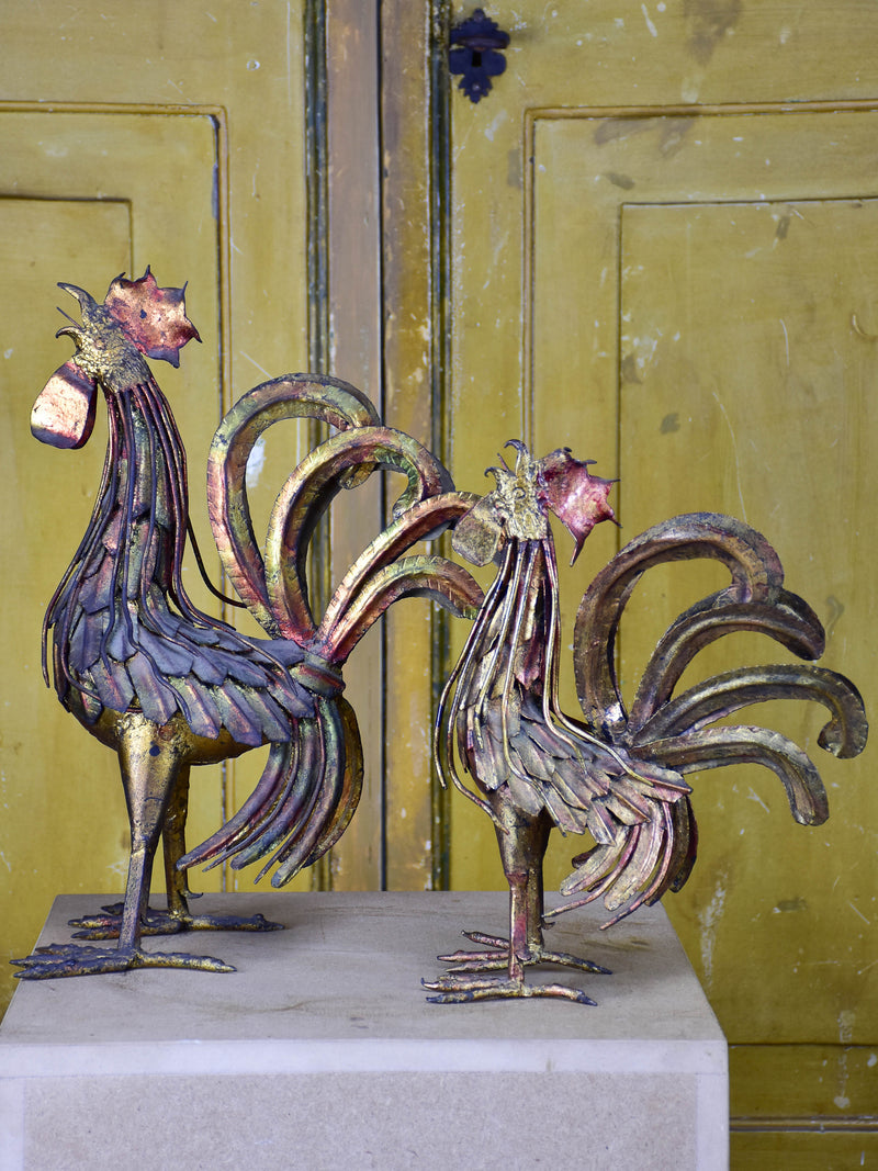 Two artisan-made French roosters - 1960's