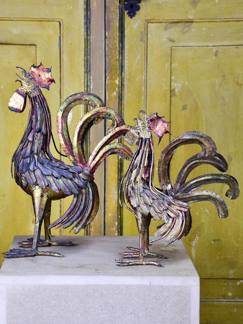 Two artisan-made French roosters - 1960's