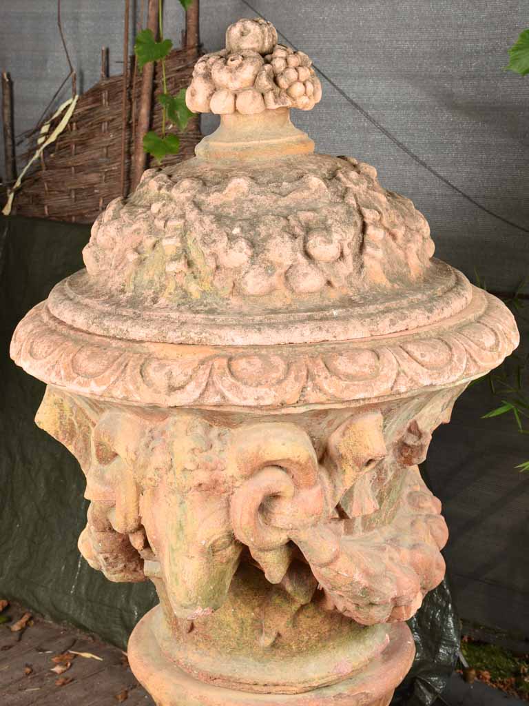 Extra-Large Pair Of Medici Urns w/ ram's heads 56"