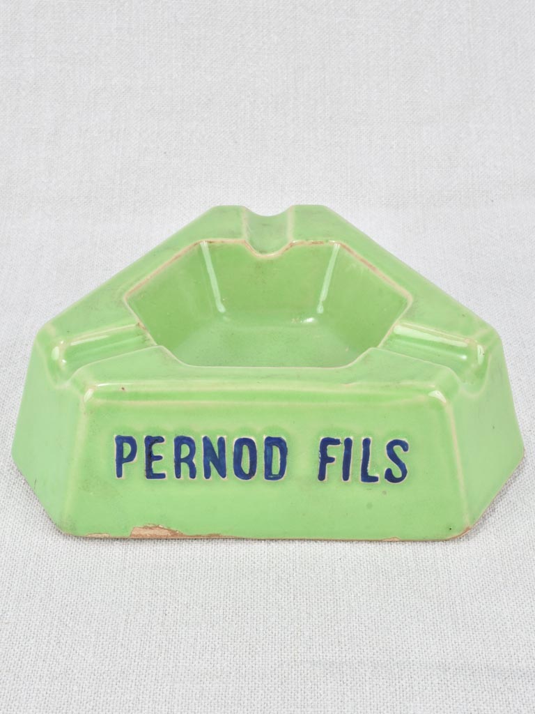 Ashtray (Pernod) green, vintage 5½"